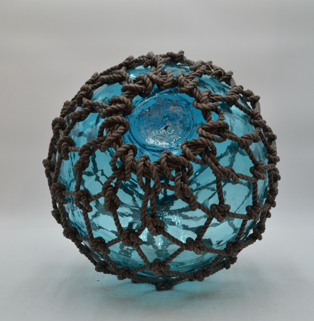VINTAGE GLASS FISHING FLOAT IN AQUA