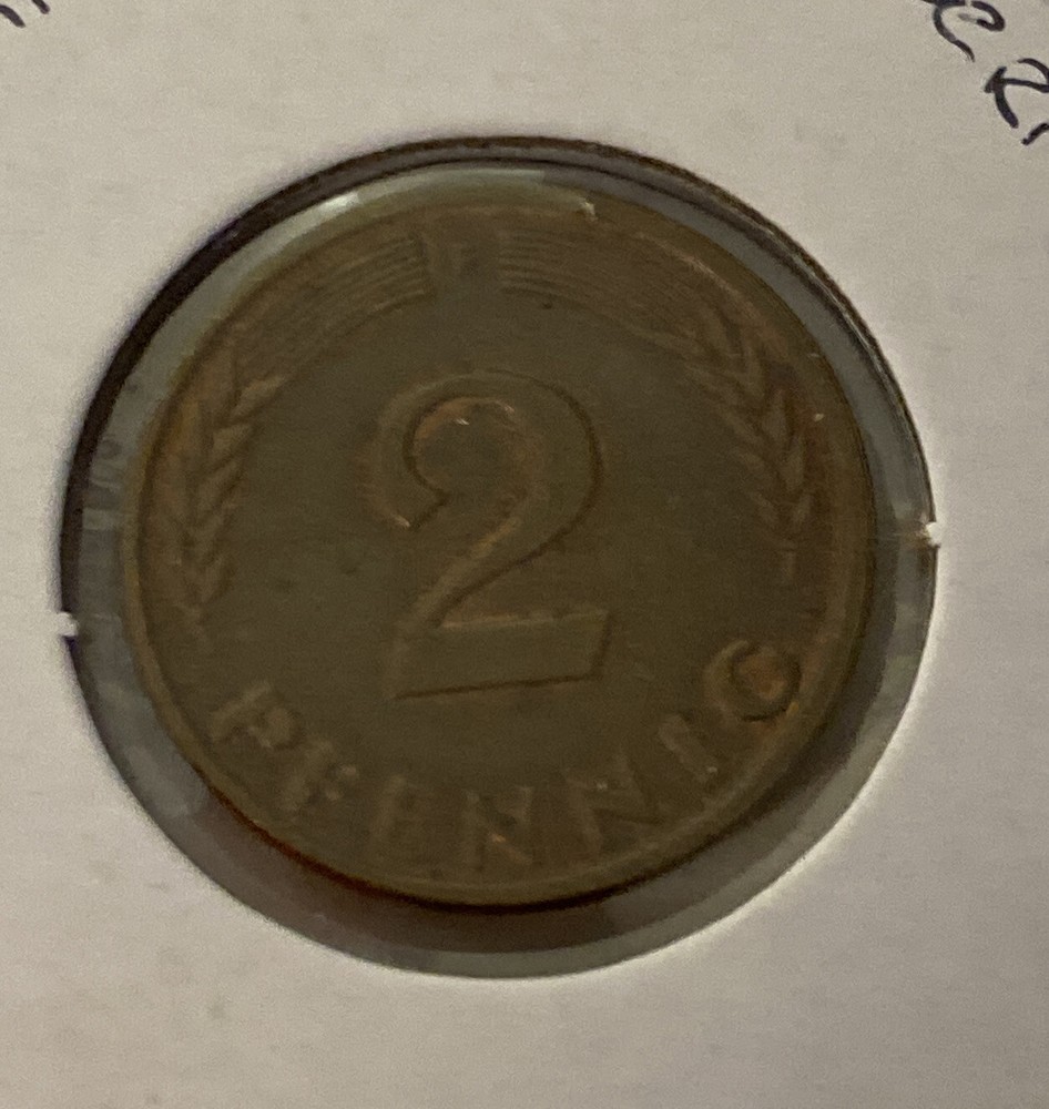1965 Germany 2 Pfennig Coin B16