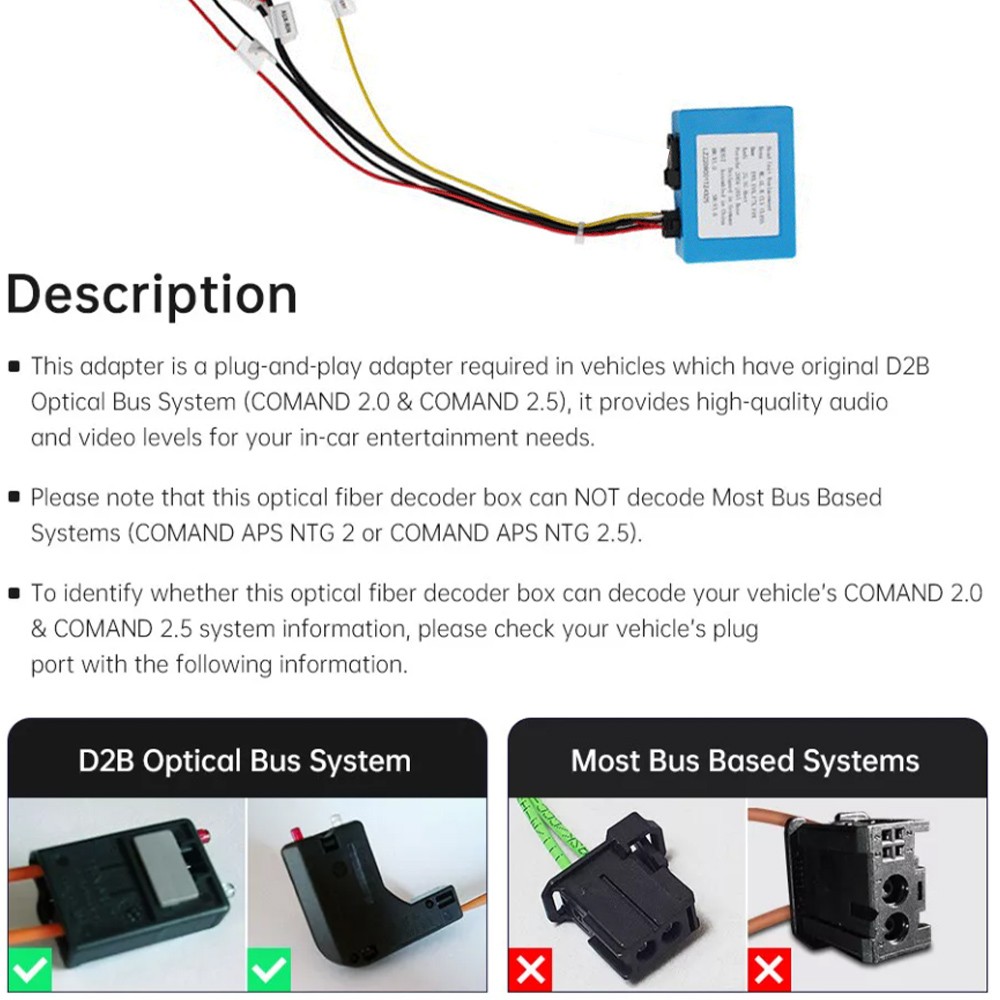 Car D2B Optical Fiber Decoder Adapter for Mercedes-Benz S/SL/C/CL/CLK/E/ML