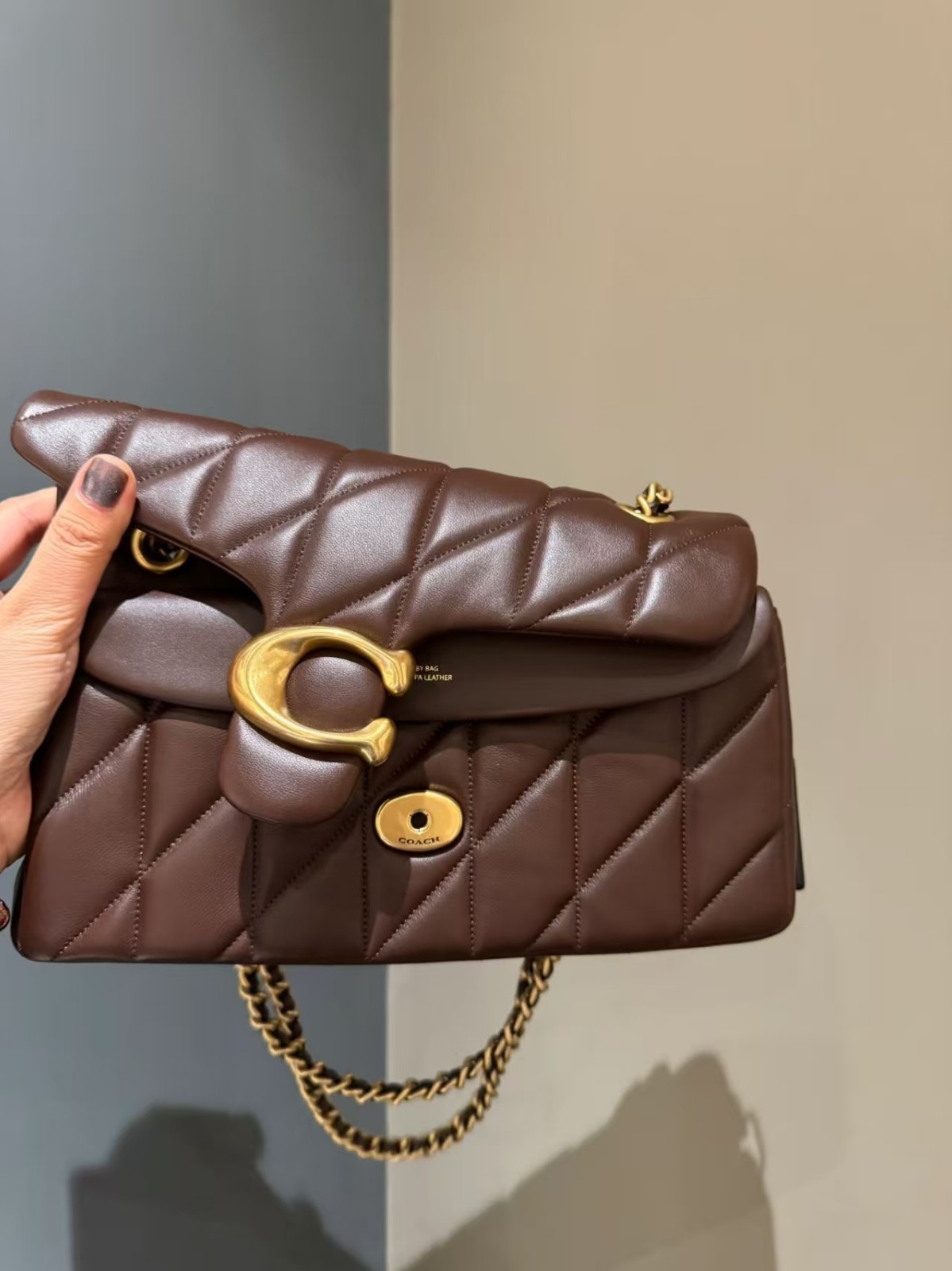 COACH Tabby 26 Quilted Shoulder Bag Leather Maple CP150