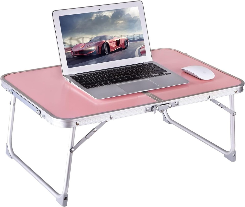 Foldable Laptop Bed Table Portable Mini Lap Desk Study Picnic Space Saving, Pink