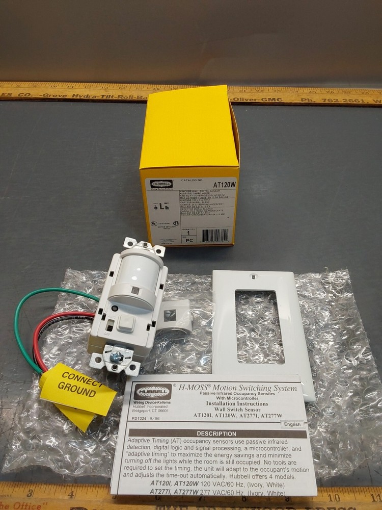 New Hubbell H-Moss AT120W Wall Motion Sensor Switch, 1200sqft Coverage