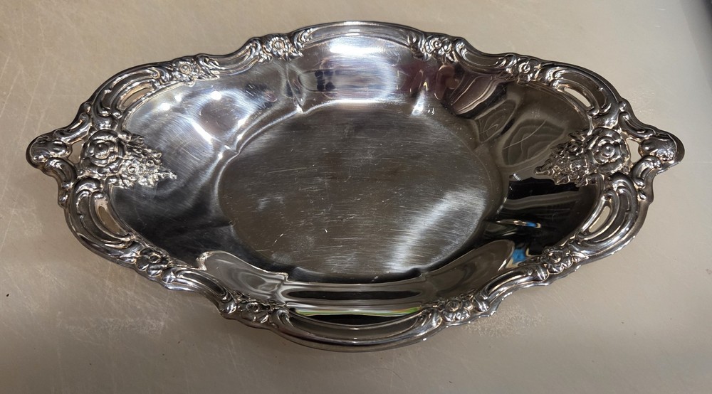 Silver Serving Bowl 9" Wide
