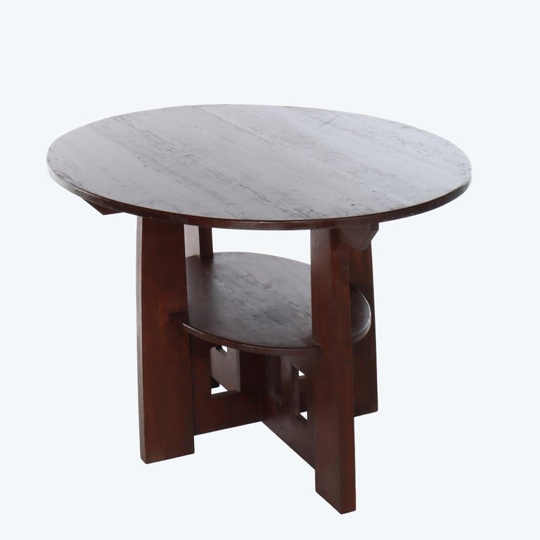 Arts & Crafts Limbert Cut-Out Mission Oak Double Oval Table C1910