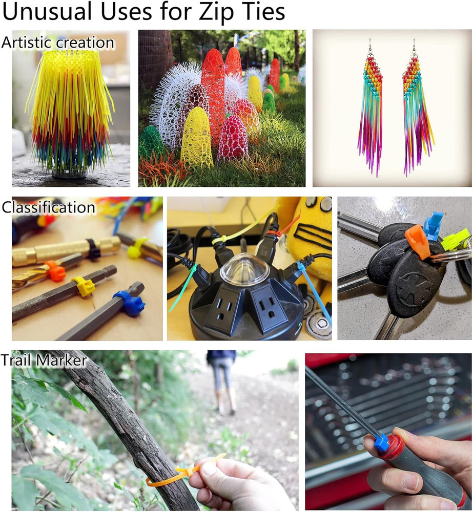 6 Inches 300 Pcs Multi-Purpose Cable Ties, Assorted Colored