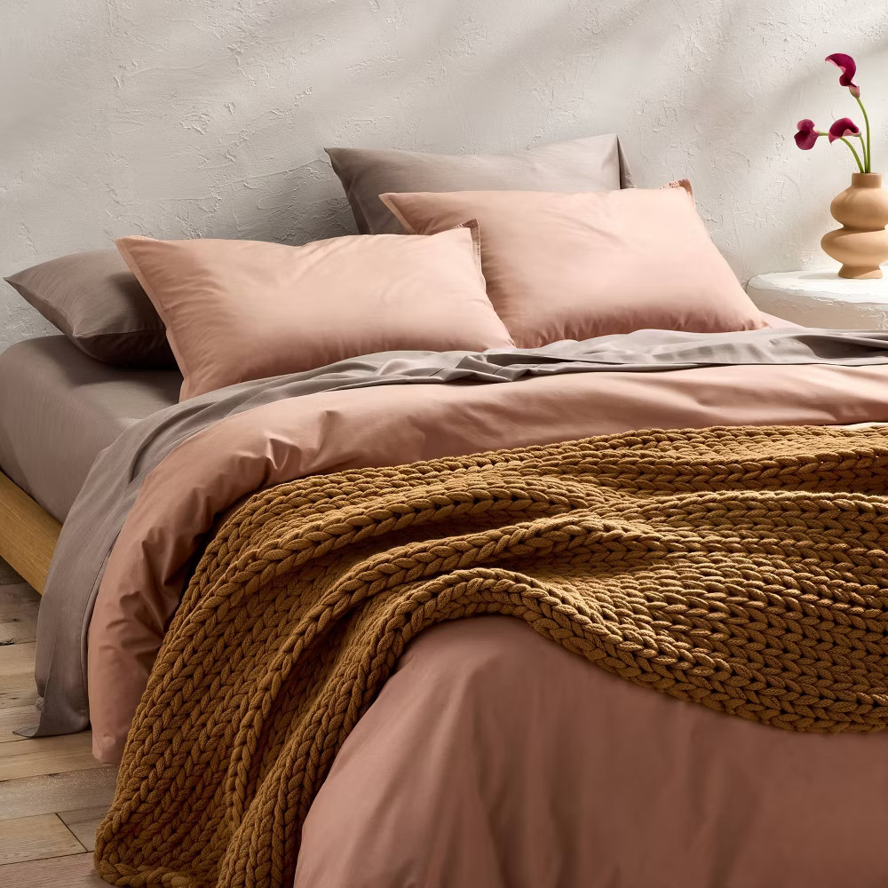 Queen 400 Thread Count Rayon from Bamboo Sheet Set Fig Brown -