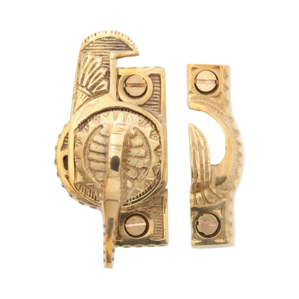 Victorian Style Sundial Motif Window Sash Lock Solid Brass