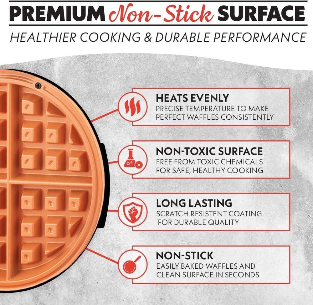 Belgian Waffle Maker – Adjustable Browning Control Nonstick Plates Ready & Power