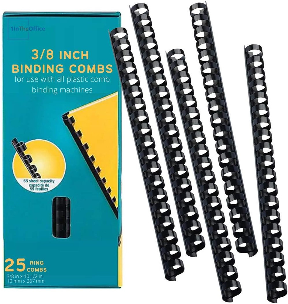 Binding Combs, Comb Binding Spines, Plastic Binding Combs, 3/8 Inch, 55 Sheet...