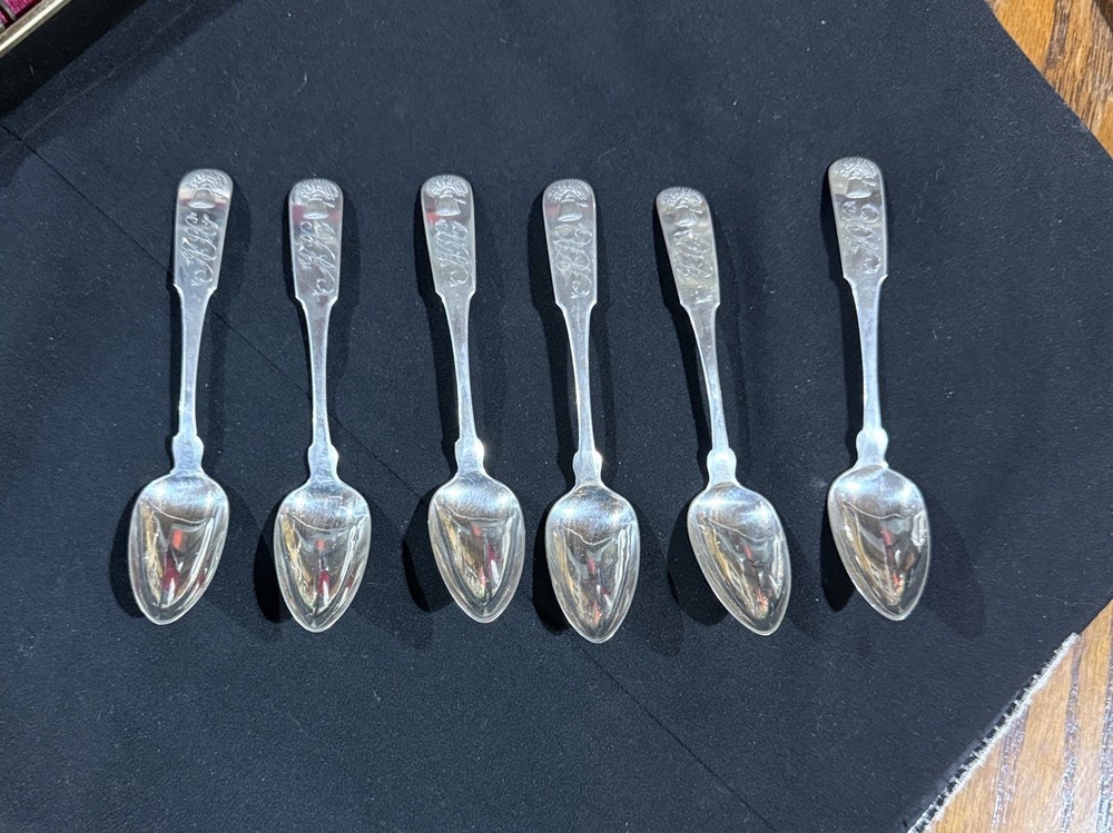 Set Of 6 Antique Silver Spoons