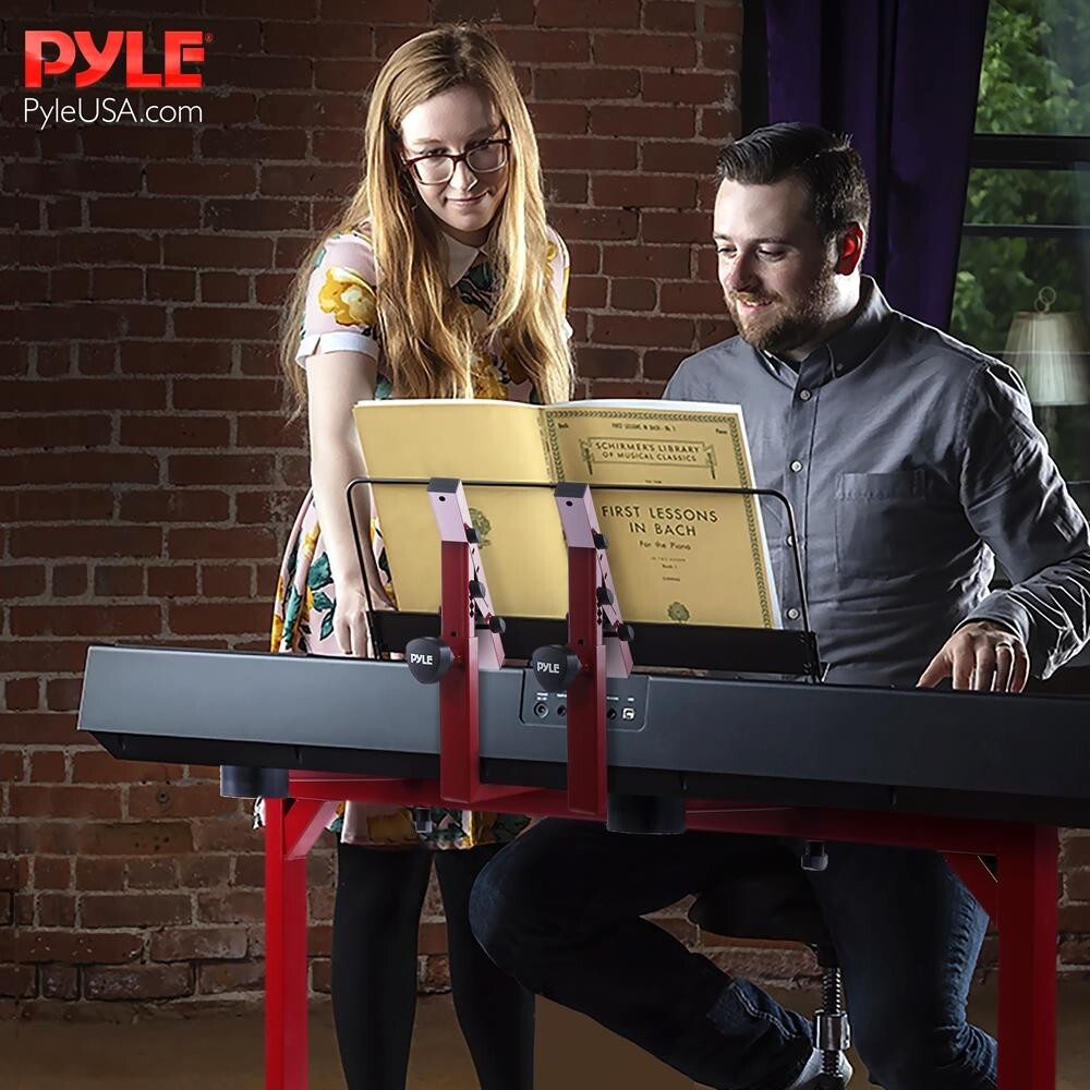 Pyle Heavy-Duty Keyboard Stand - Height Adjustable Music Stand with 2nd Tier