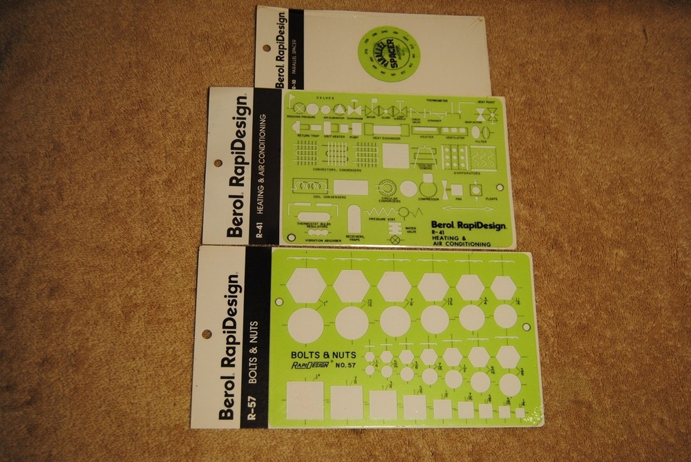 NOS Berol RapiDesign Templates Parallel Heating Bolt Radius Tool Electronic C