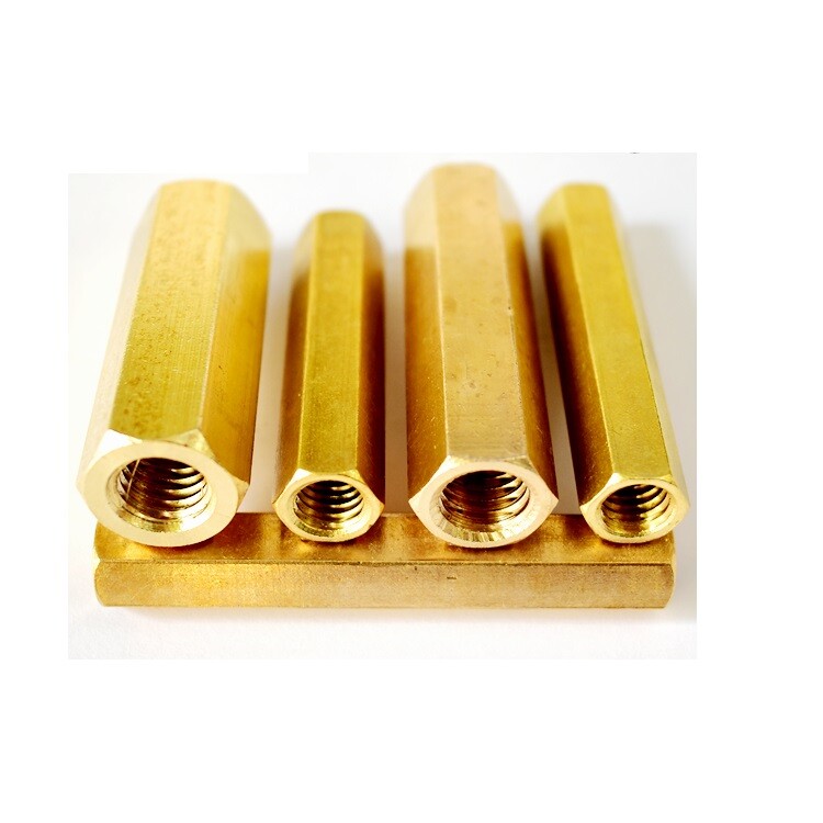 1/4-20 UNC SOLID BRASS HEX STANDOFF NUT / THREADED HEX CONNECTOR/SPACERS NUT