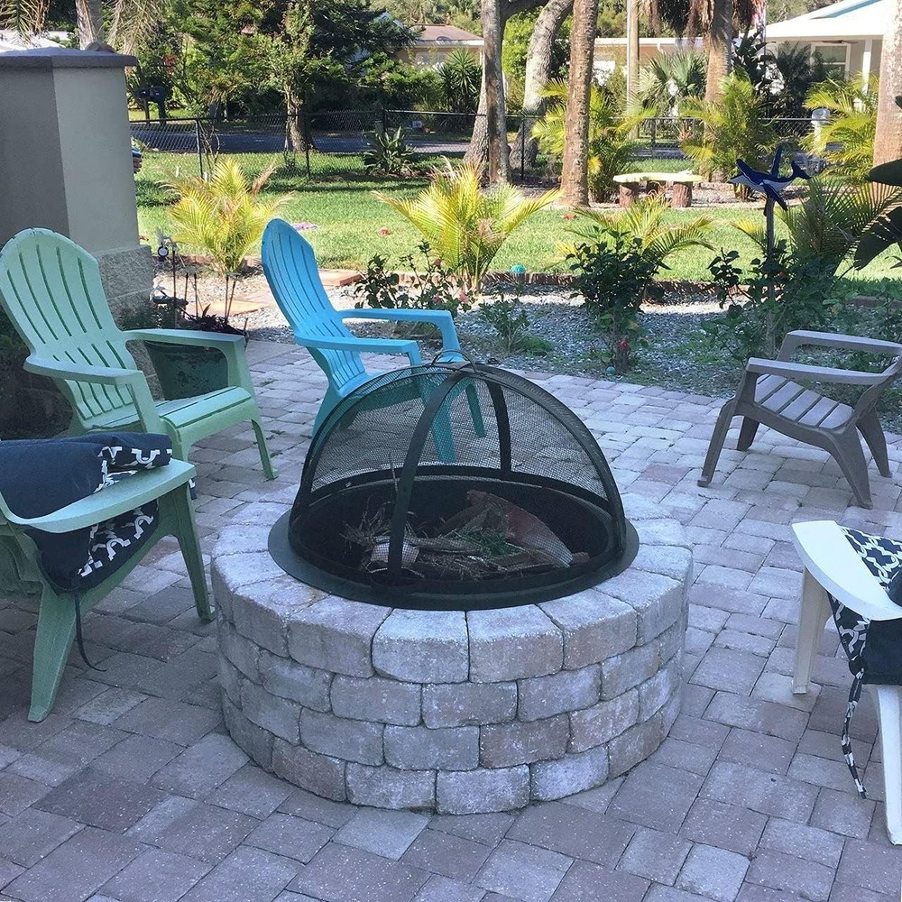 Contemporary 22-Inch Fire Pit Spark Screen with Easy Access - Backyard Essential