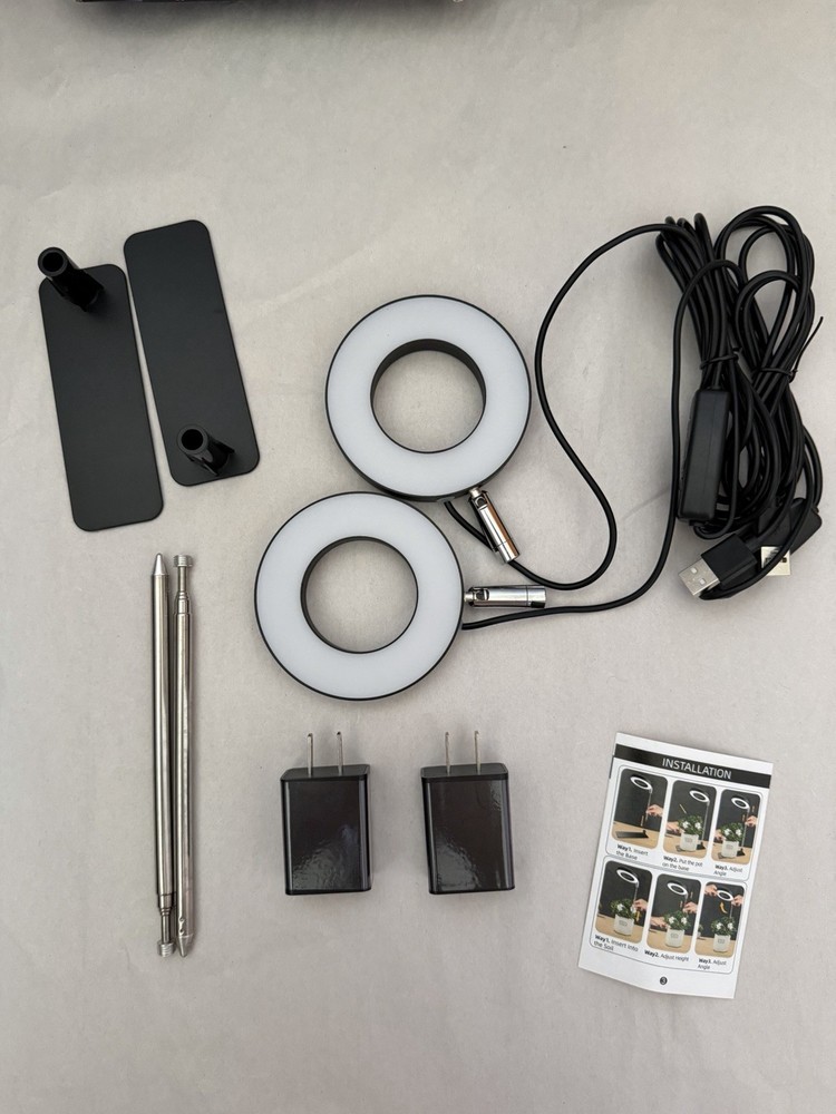 Dual LED Ring Light with 10 Brightness Settings, 3 Modes, USB & AC Power, White
