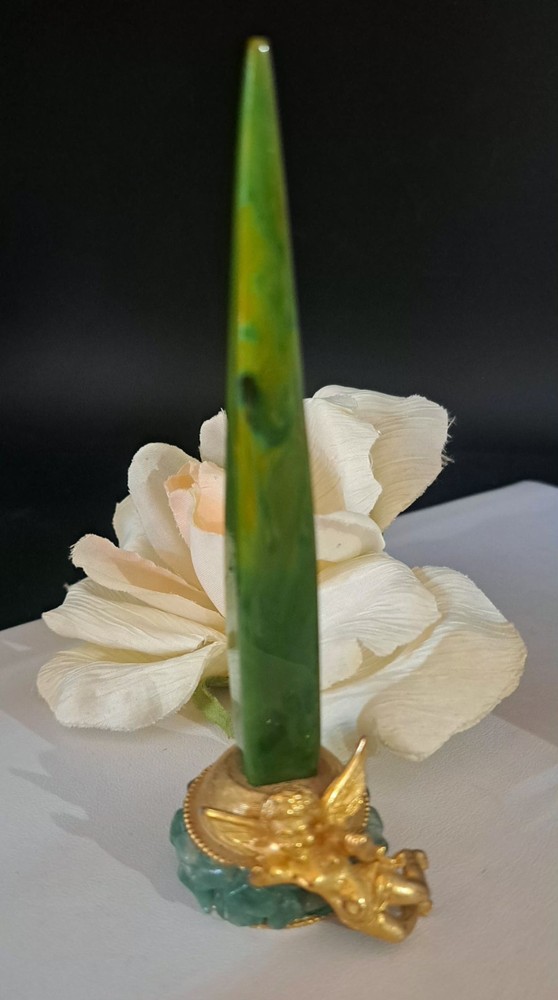 Vintage Green Bakelite Cherub Ring Holder