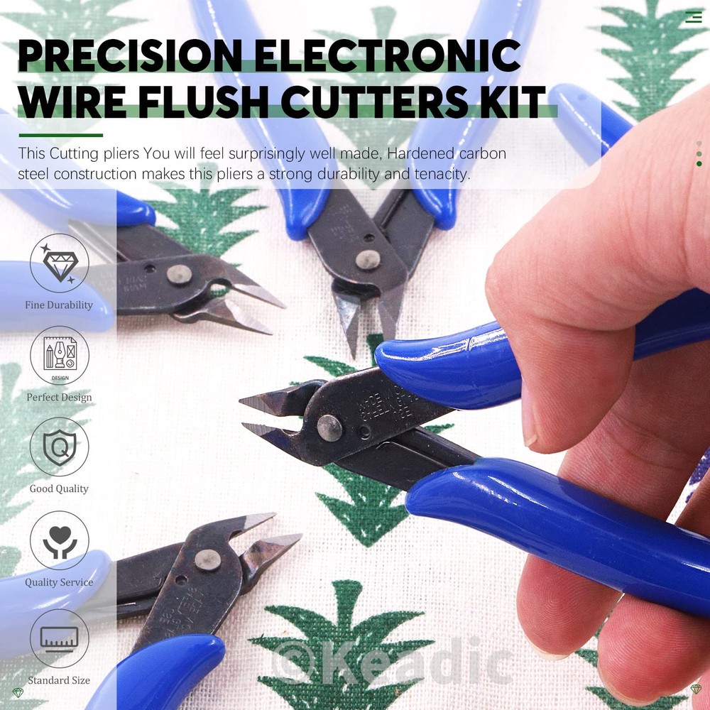 12Pcs 5" Wire Cutters with Internal Spring and Soft Rubber Handle, Mini Flush...