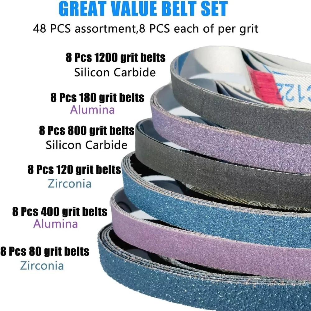 48 Pcs 1/2" x 12" Knife Sharpener Sanding Belts Kit,Replacement for Work Sharp