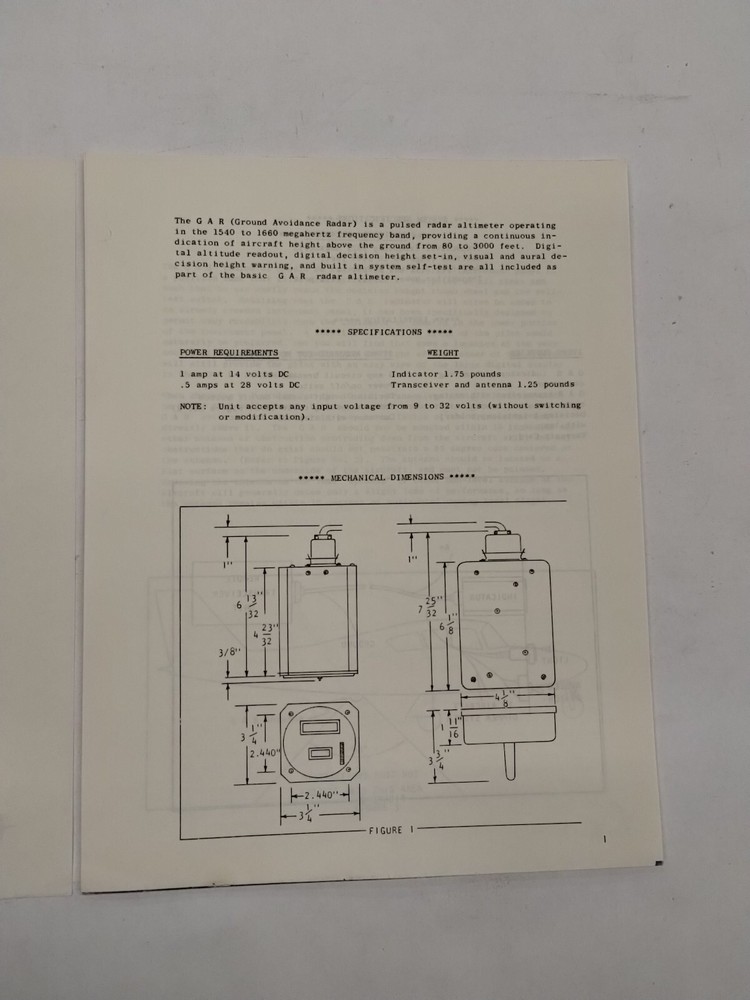 IFD GAR Ground Avoidance Radar Preliminary Installation Manual-Copy