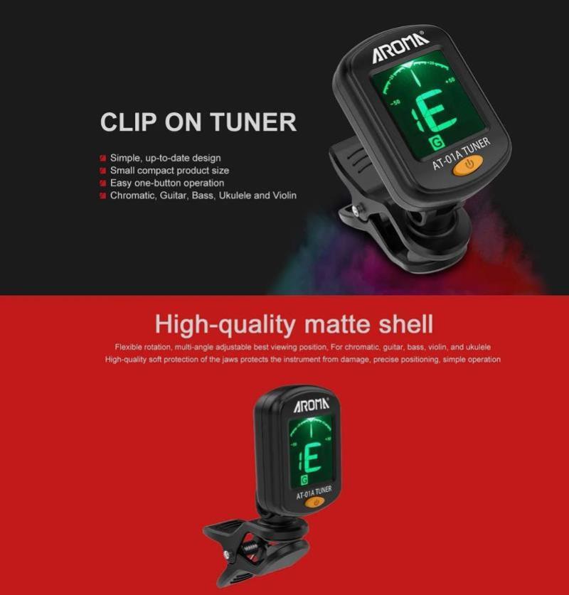 LCD Clip On Chromatic Tuner Acoustic Guitar Bass Ukulele Precise Violin Banjo