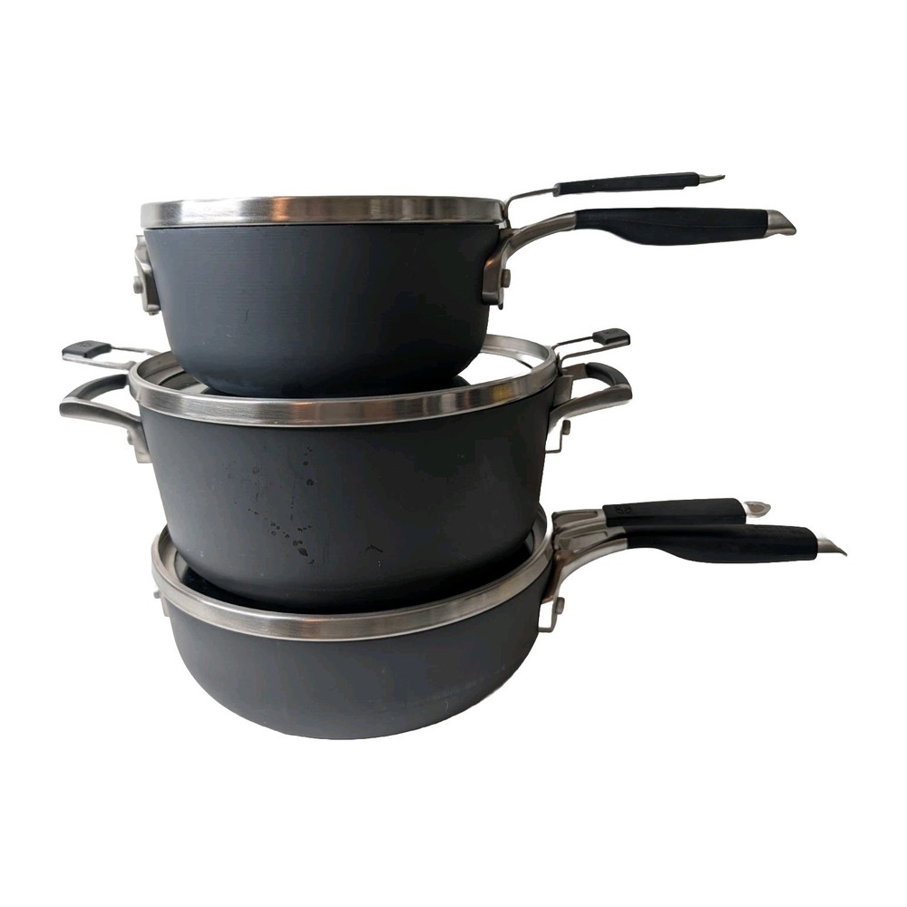 Calphalon Premier Space-Saving Hard-Anodized Nonstick Cookware Set, Black,