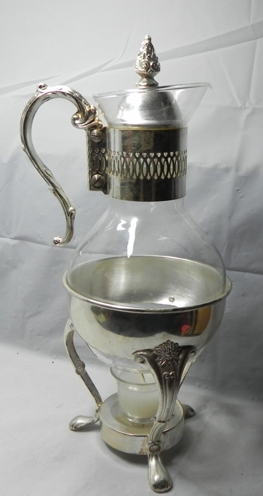 Vintage Leonard Silver Plated 10-Cup Coffee Tea Carafe & Warming Stand