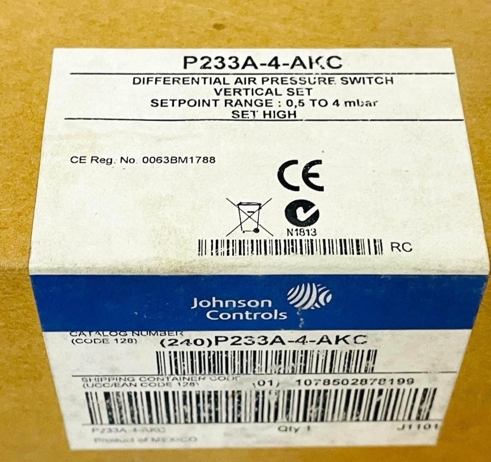 JOHNSON CONTROLS P233A-4-AKC Differential Pressure Switch