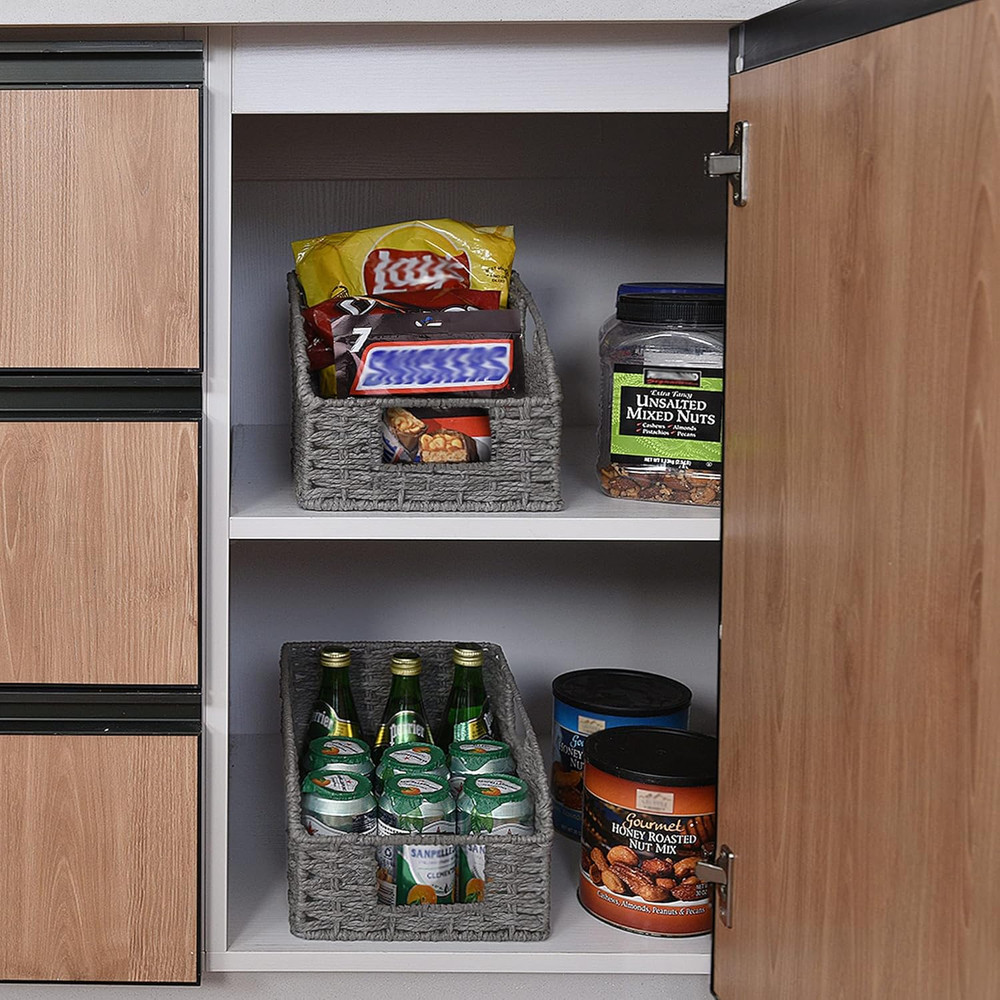 Rope Paper Storage Baskets Set, Gray