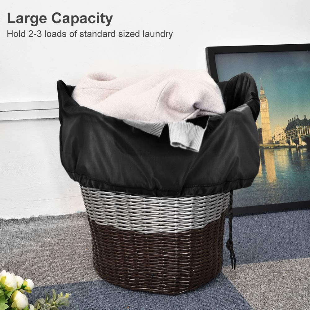 Extra Large Laundry Bag 28x45Inch,2 Pack Drawstring Cloth Hamper,Dorm Camp,Black