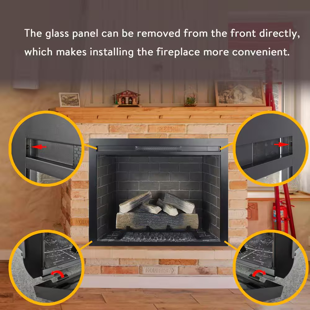 33 In. Ventless Electric Fireplace Insert