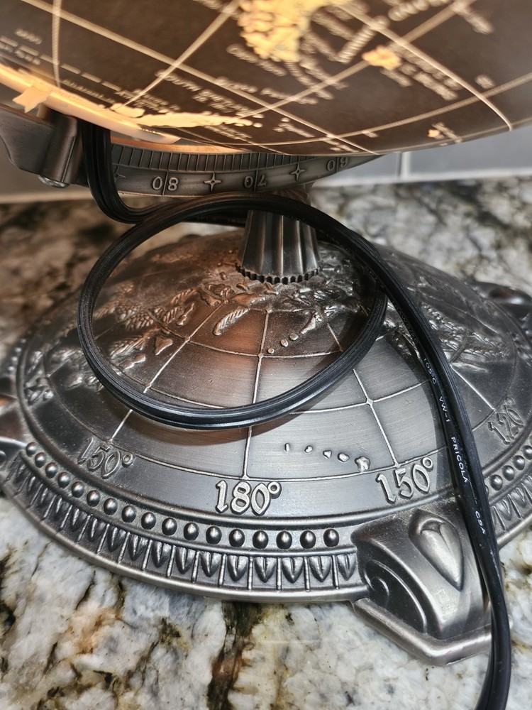 Old Deco Replogle Starlight Series Black Lighted World Globe Lamp Light Decor