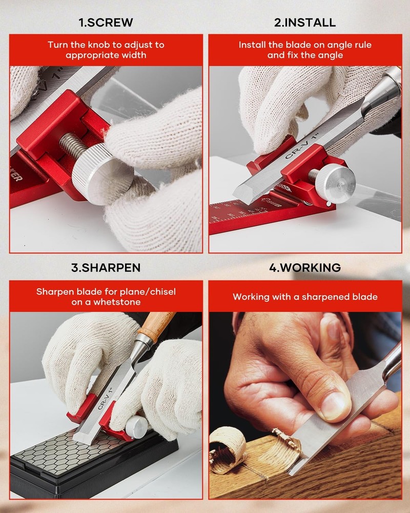 Saker Digital Angle Rule & Sharpening Guide - Precision one size, Red