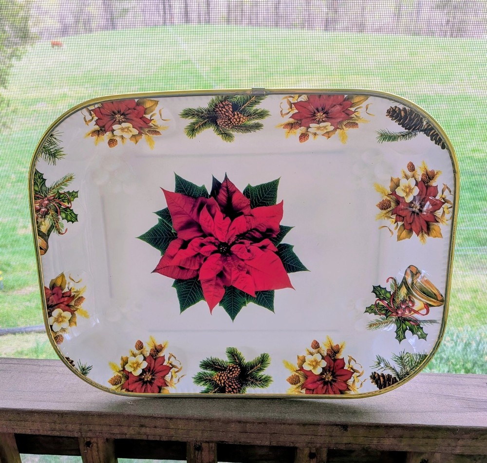 Large Vtg Holiday Serving Platter Rectangular Hard Plastic Durable 12.5" x 16"
