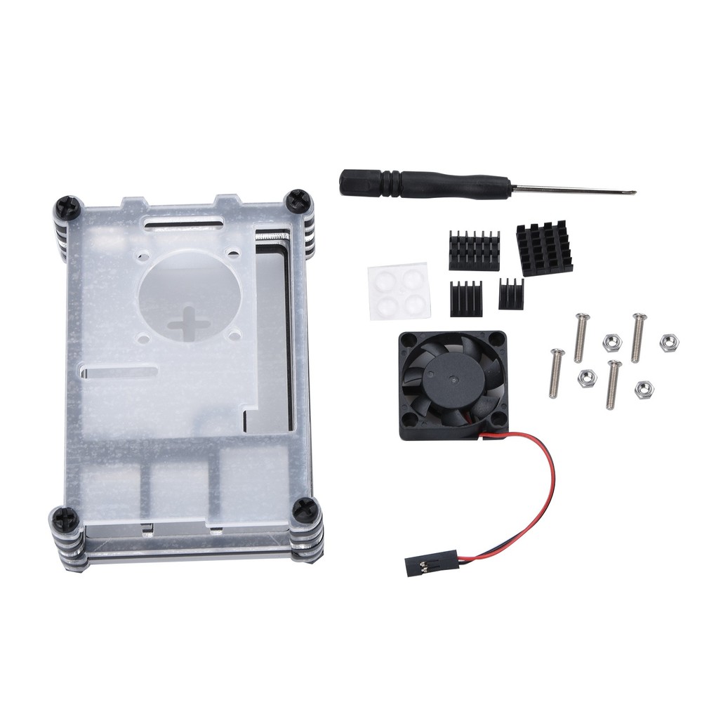 Clear 9 Layers Case with Cooling Fan Heatsink Screwdriver For Raspberry Pi 4B E