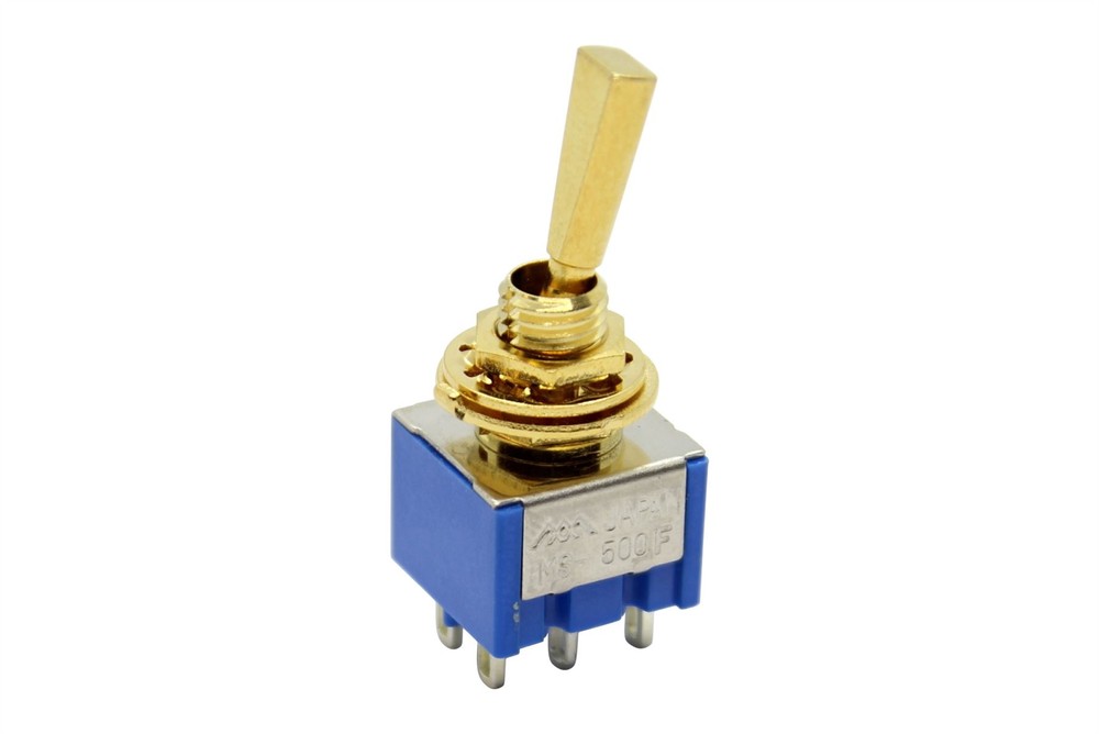 Mini Flat Paddle Toggle Switch 2-way On-On Gold