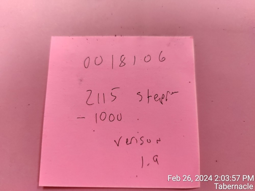 Label Aire 2115 CPU IC 0018106 Stepper -1000 Version 1.9