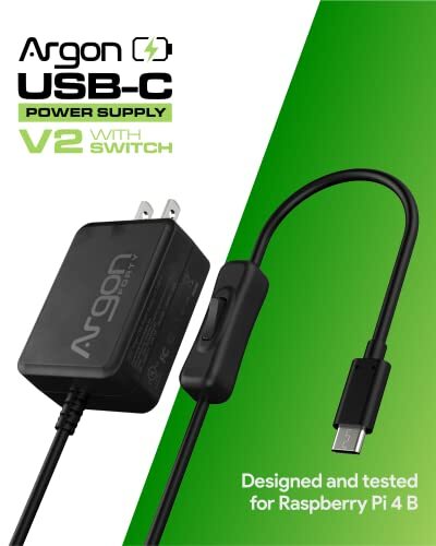 ARGON USB C Power Supply with Switch | Raspberry Pi 4 Power Supply