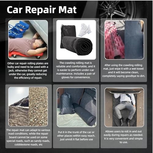 60''x28'' Rolling Creeper Mat with Storage Bag, Foldable Two-Layer Automotive