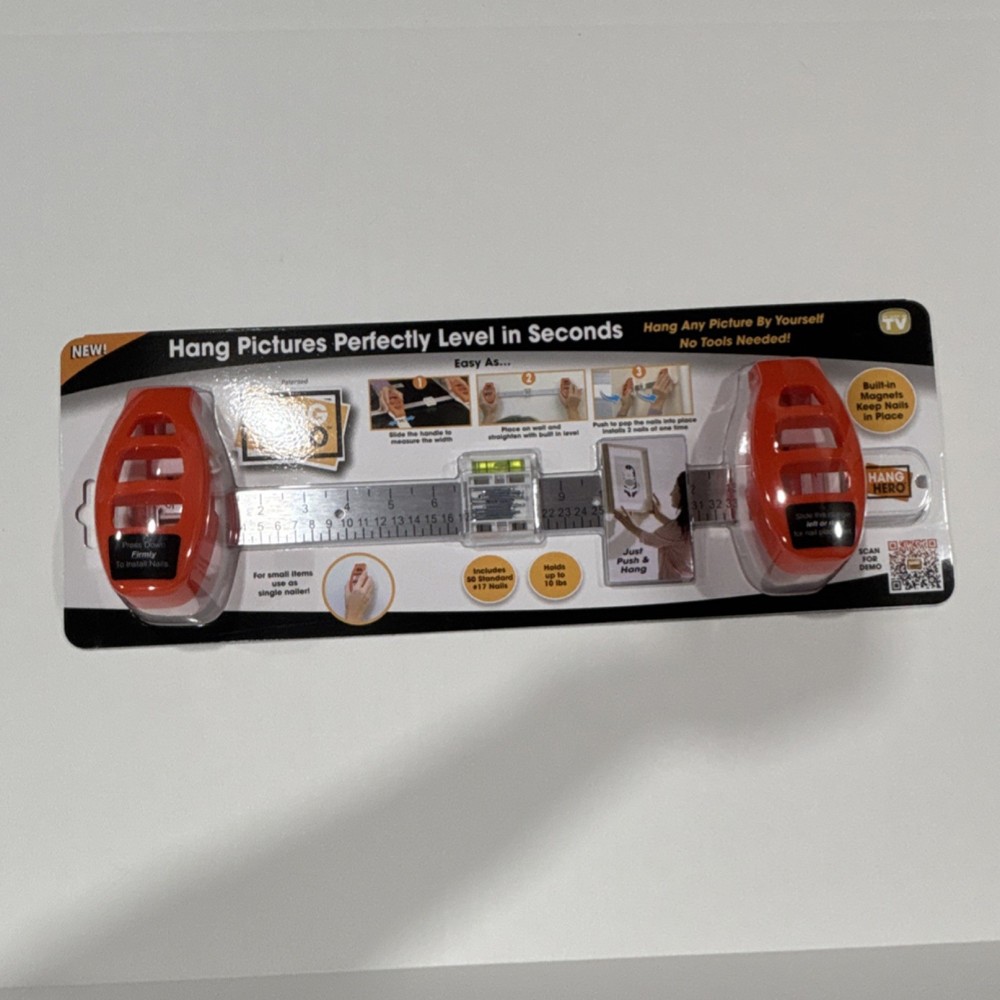 Hang Hero Magnetic Picture Hanging Tool Line/Surface Level Red Silver