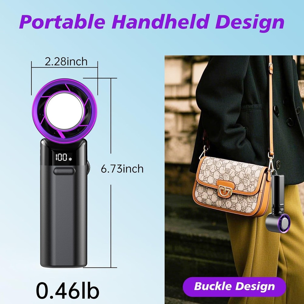 sylvwin Portable Mini Handheld Fan,Adjustable Speed(1-100) 5000mAh Battery