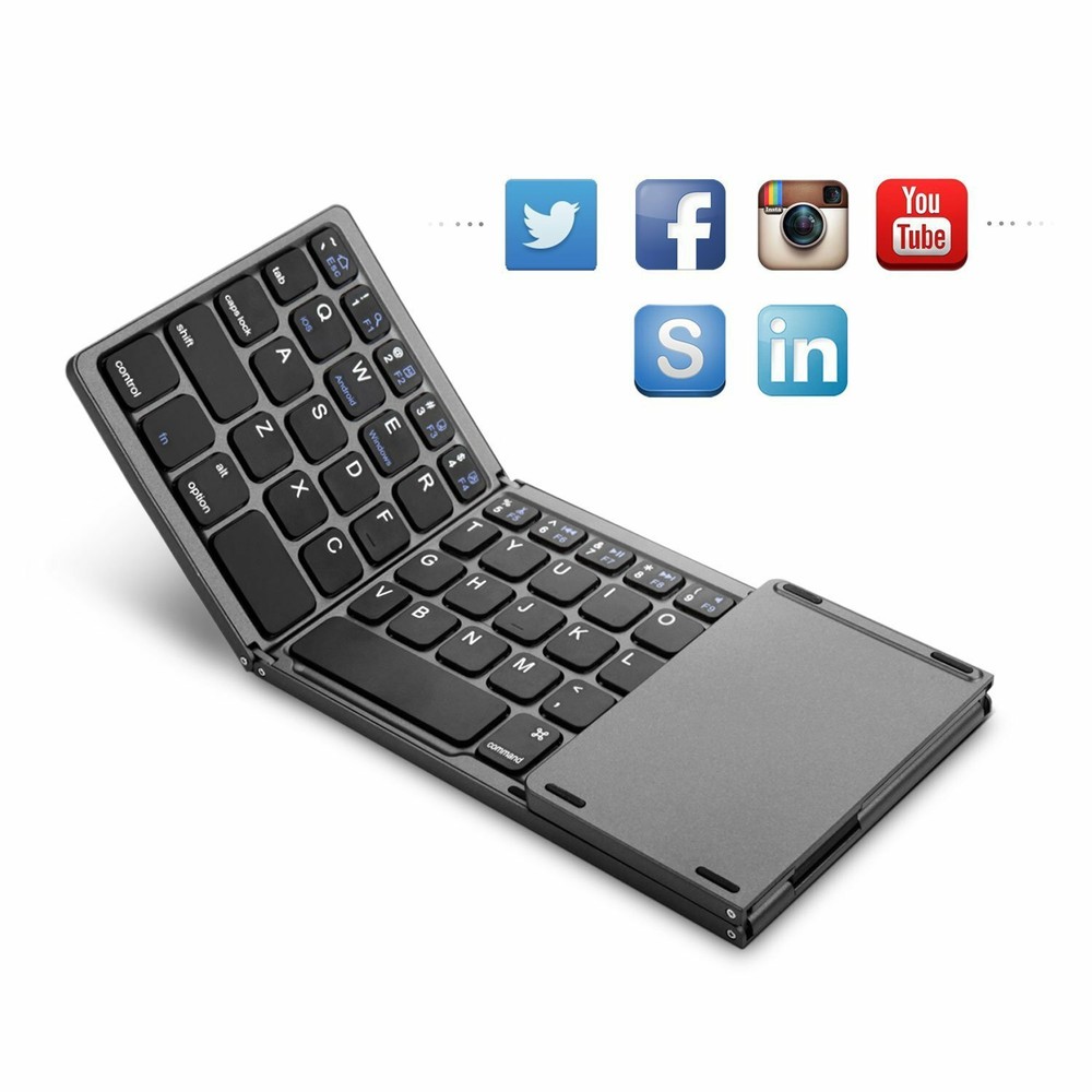 MOJO-HOME Bluetooth Wireless Folding Keyboard with Touchpad BLACK