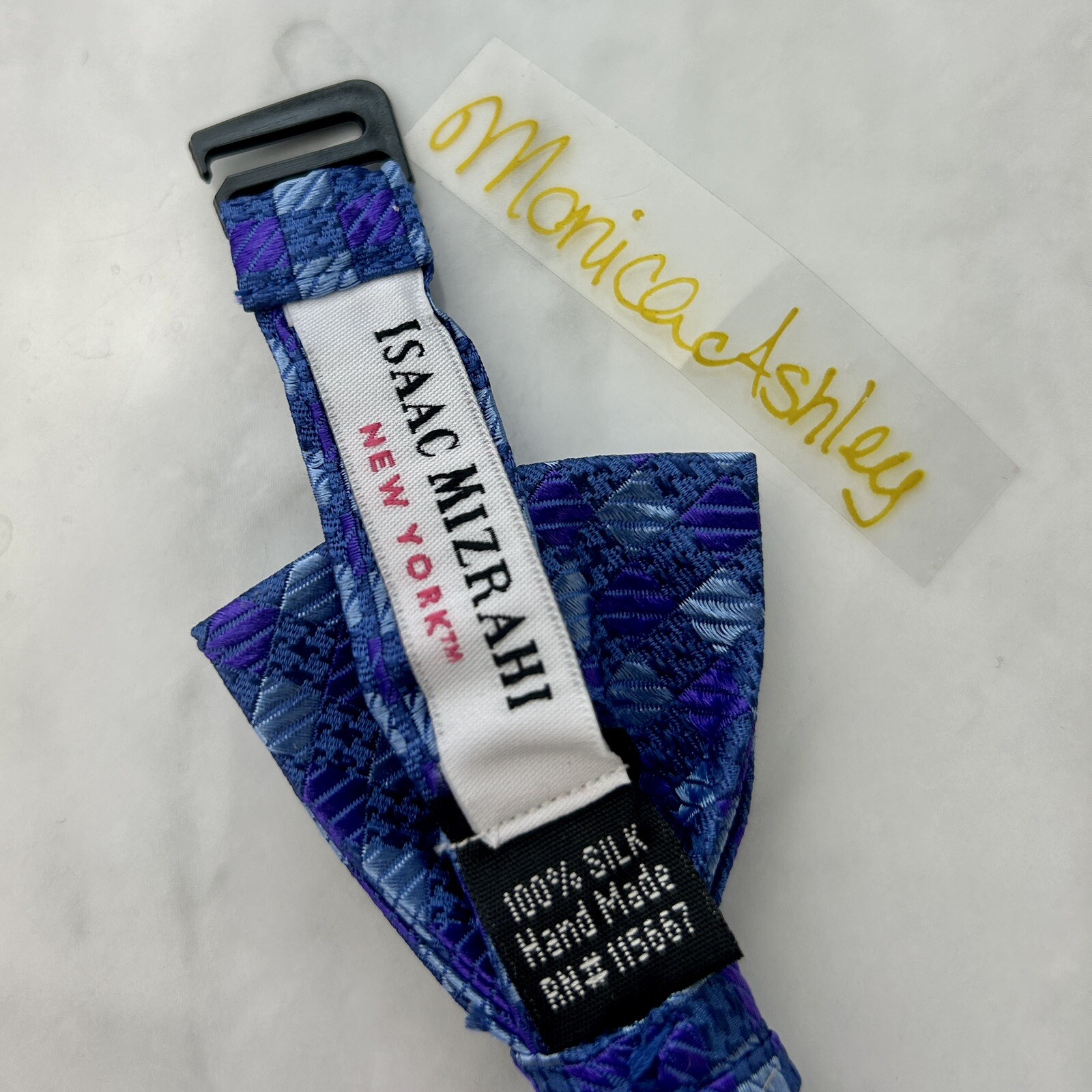 Isaac MIZRAHI Boy's Bow Tie 100% Silk, Blue | Adjustable ONE SIZE, Geometric NEW