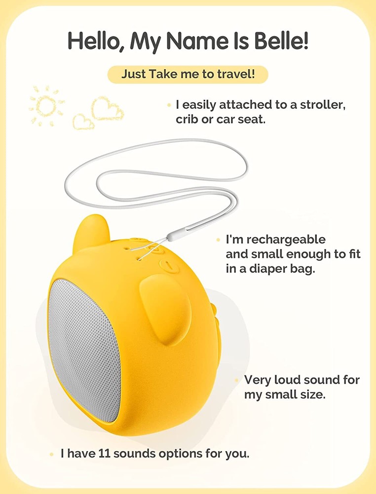 Portable Baby White Noise Machine with Replaceable Silicone Skin Rechargeable