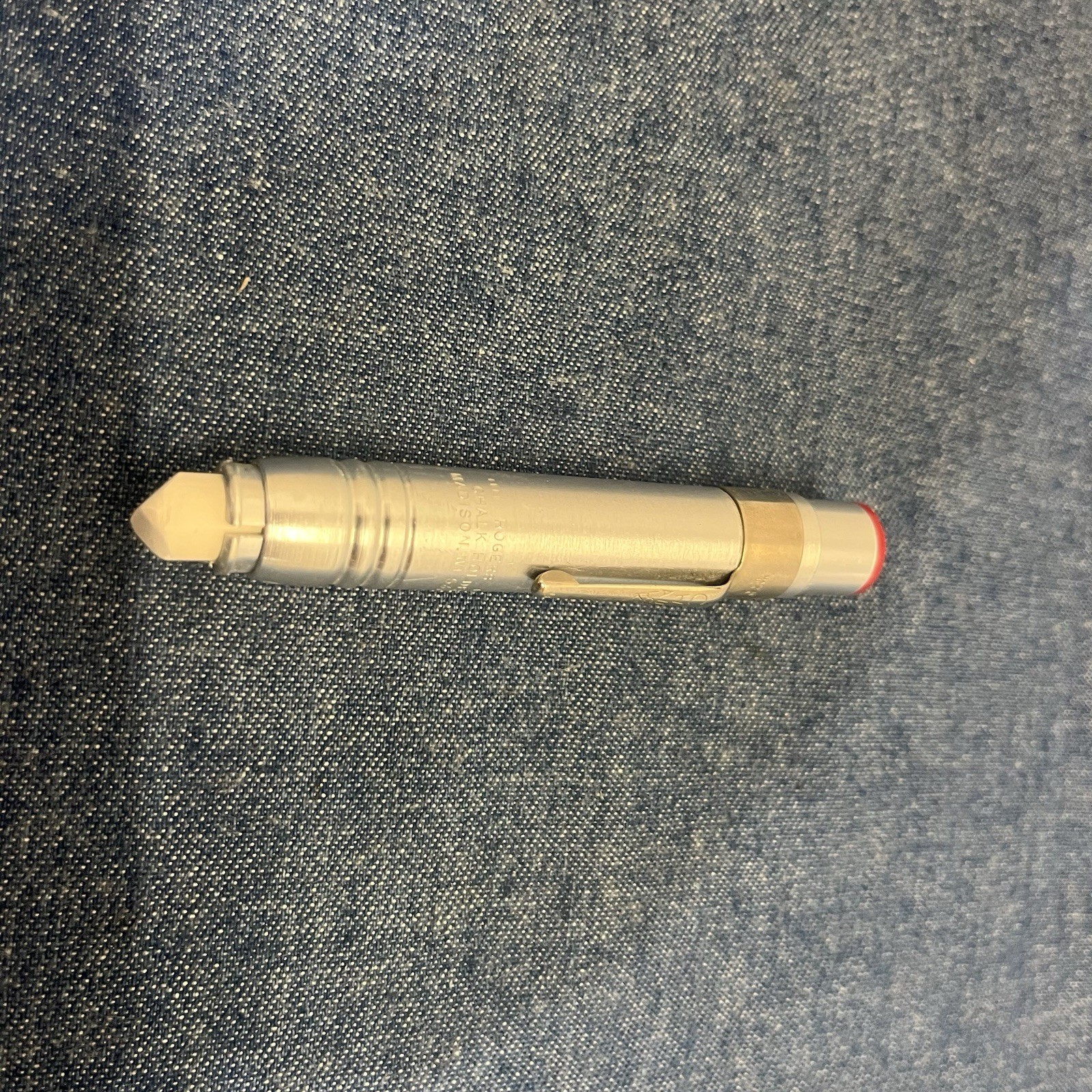 Vintage Rogers Chalk Holder Chalk Chuck Red Cap End Reloadable Spring Loaded