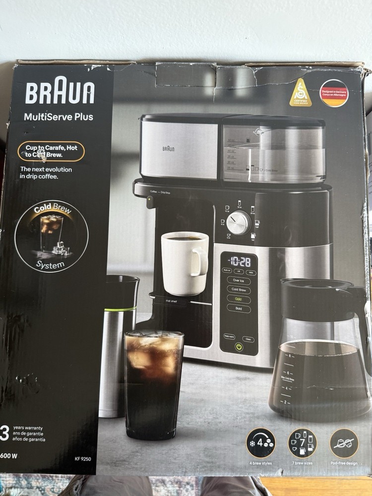 Braun MultiServe Plus KF9250BK Filter Coffee Maker 10 Cup Black Silver FastBrew