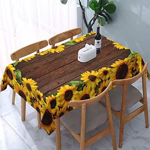 Sunflower Tablecloths Polyester Table Cloth for Kitchen Dinning Table White5