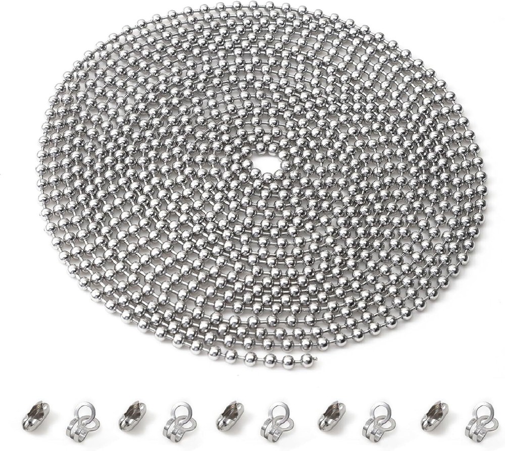 197 Inch Ceiling Fan Pull Chain, Beaded Chains 197 Inch, Silver