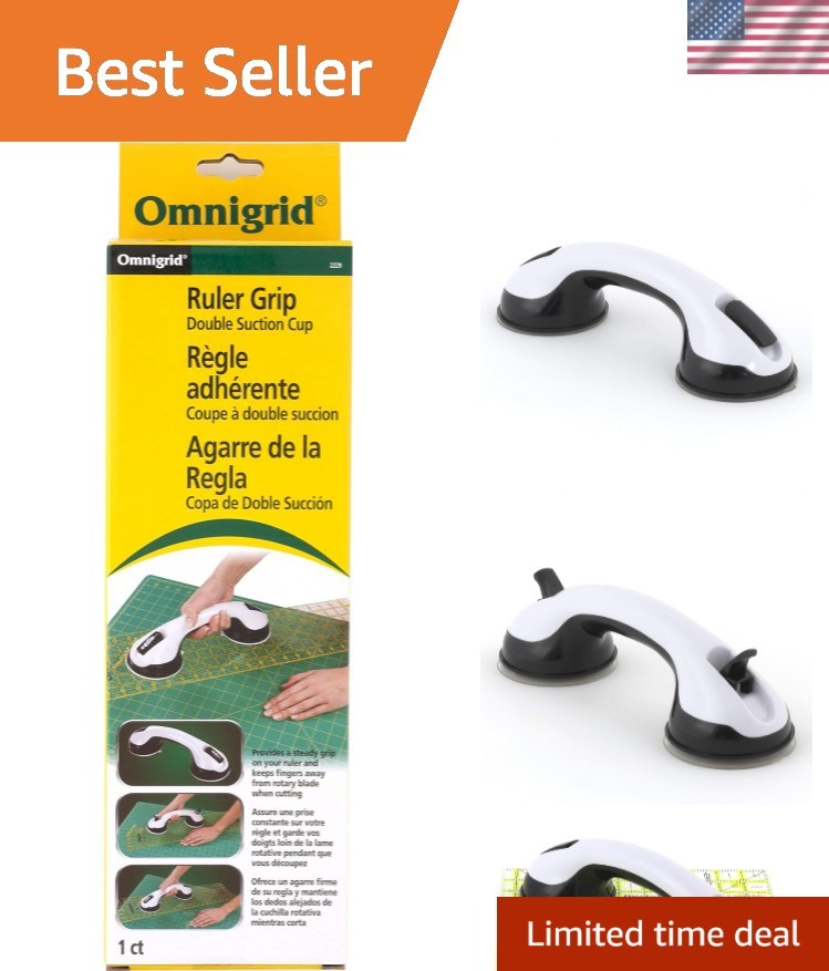 Ruler Grip with Double Suction Cups for Safe, Precise Cutting – 3.9" x 3.6"
