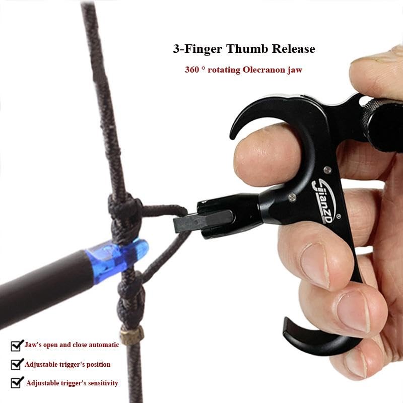 Compound Bow Release Aid | 360° Rotating Thumb Release & 3-Finger Archery Rel...