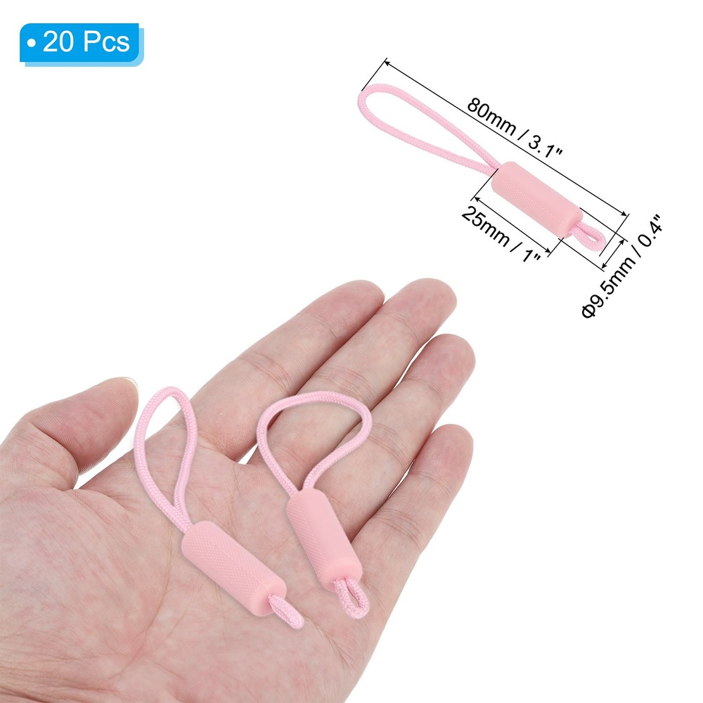 Replacement Zipper Pull Cord, 20Pcs Nylon Zipper Puller Slider, Light Pink
